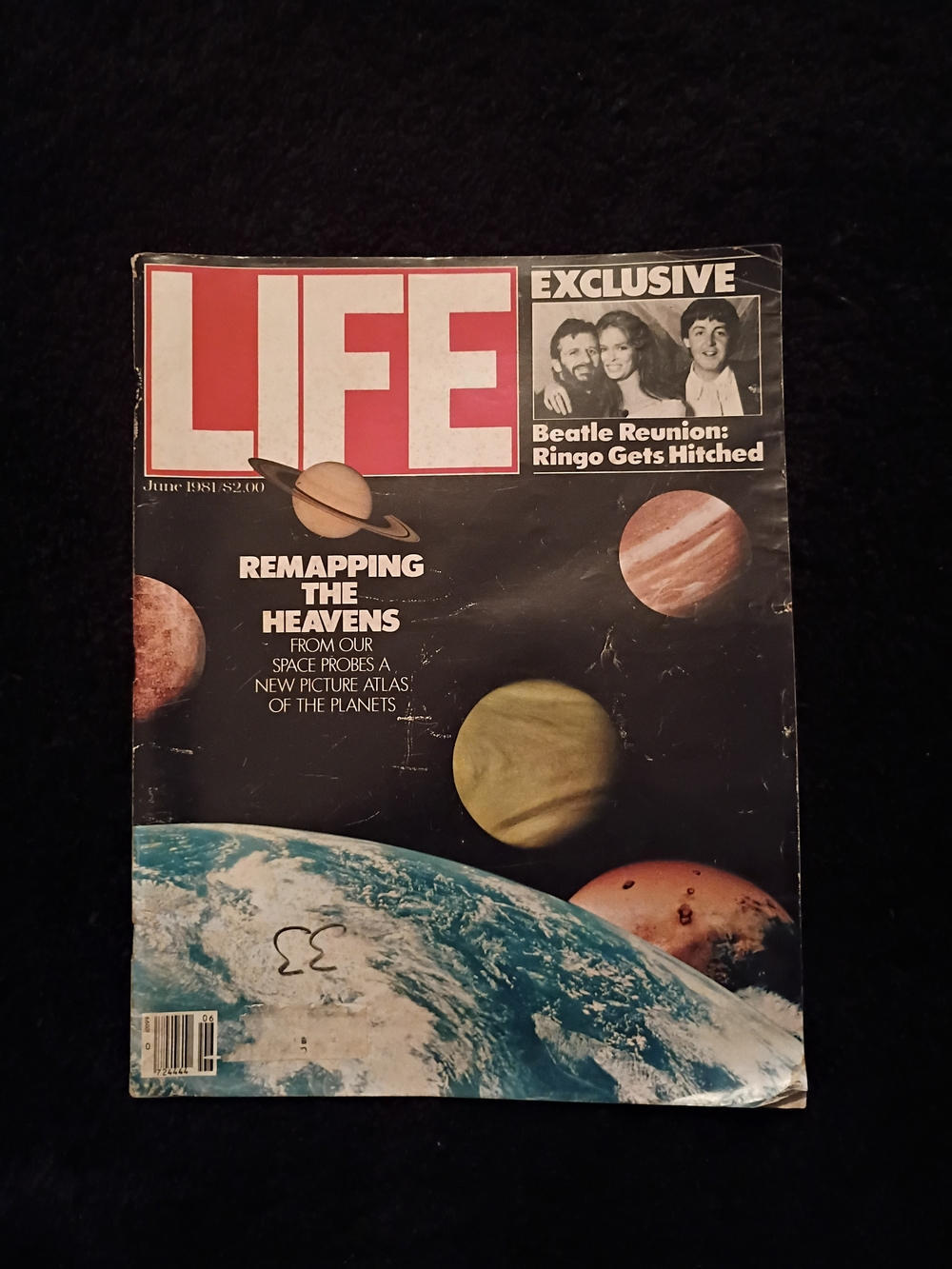 LIFE Magazine Cover Throw Blanket - Black with Multicolor Planet Design